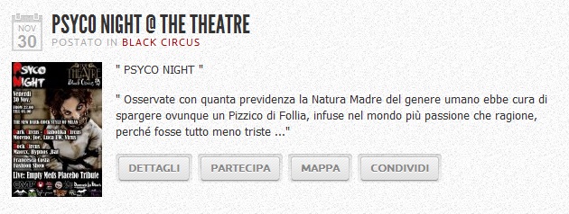 A Milano, Venerdì 30 Novembre 2012, Empty Meds Placebo Tribute Band e Psyco Night by Black Circus al The Theatre